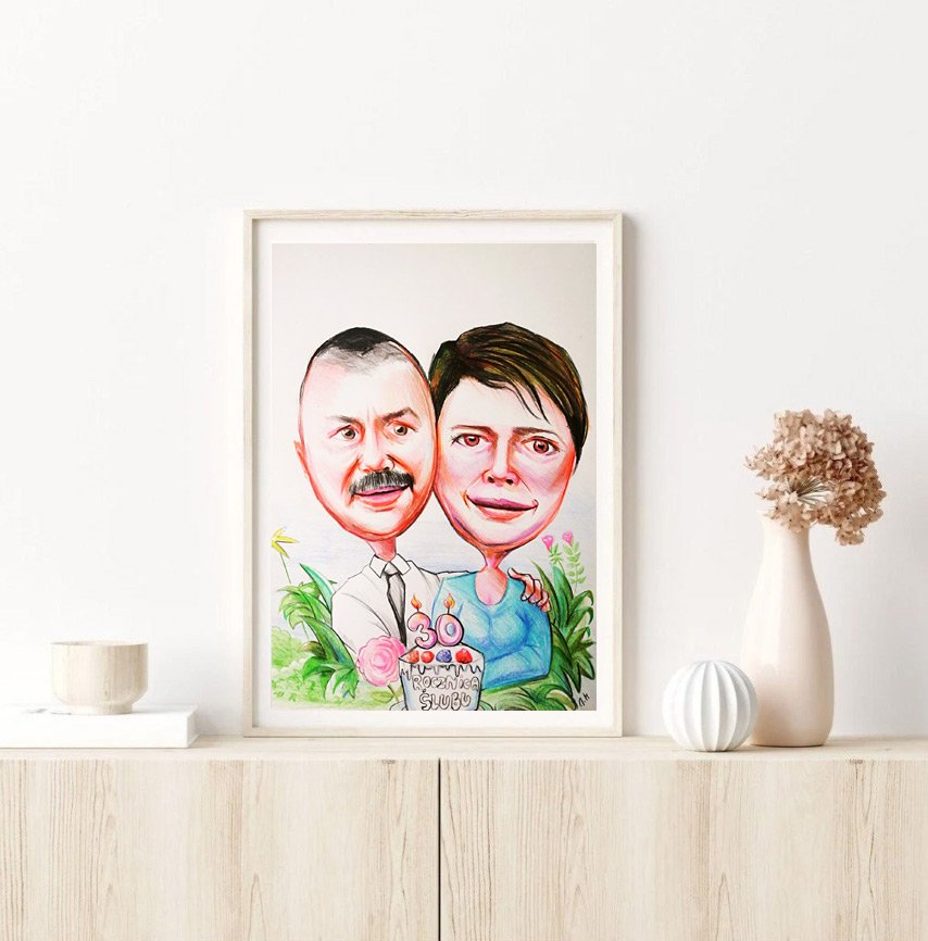 karykatura na rocznicę ślubu