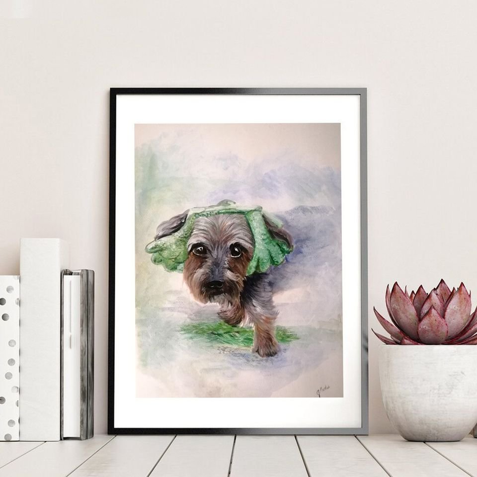 portret psa na zamówienie, portret akwarela